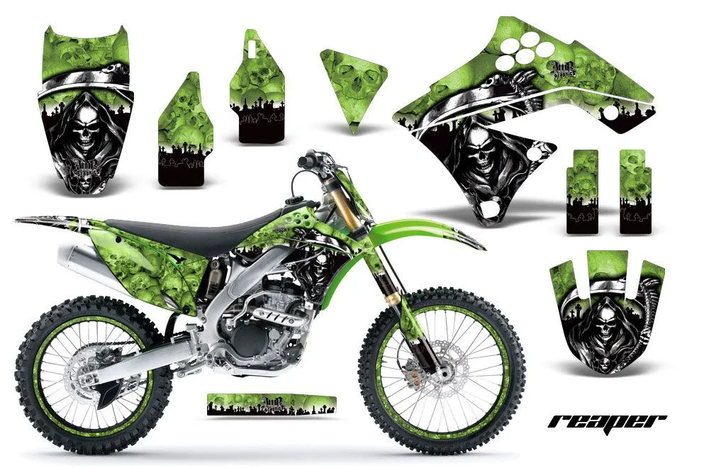 Kawasaki KXF250 Dirt Bike Graphic Kit - 2009-2012 Reaper Green