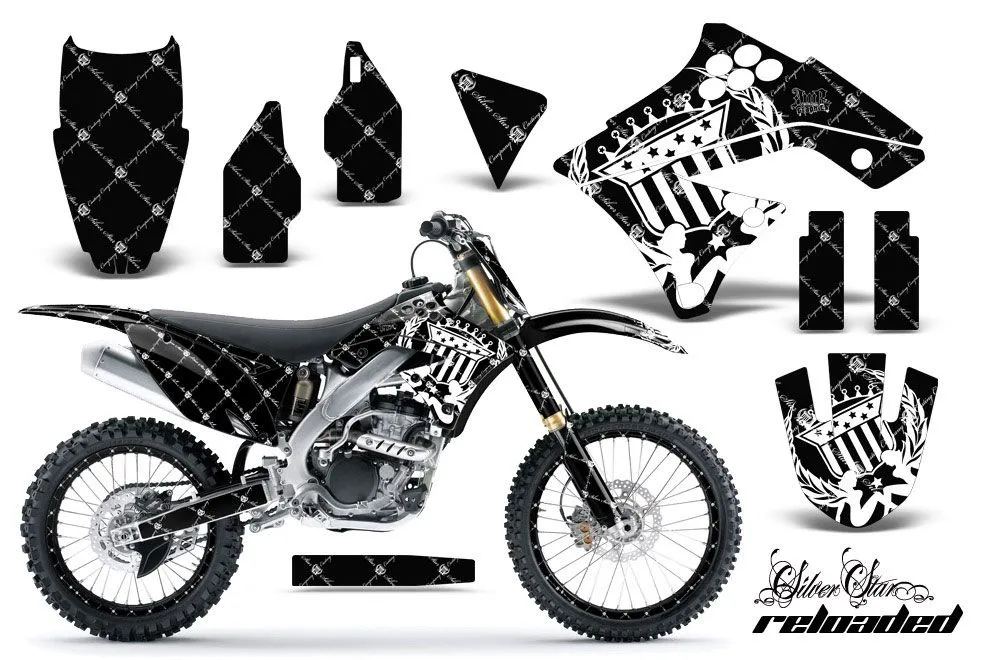 Kawasaki KXF250 Dirt Bike Graphic Kit - 2009-2012 Silver Star - Reloaded White