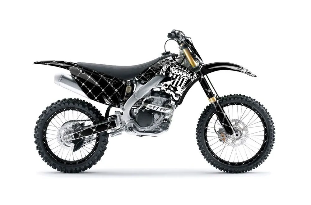 Kawasaki KXF250 Dirt Bike Graphic Kit - 2009-2012 Silver Star - Reloaded White