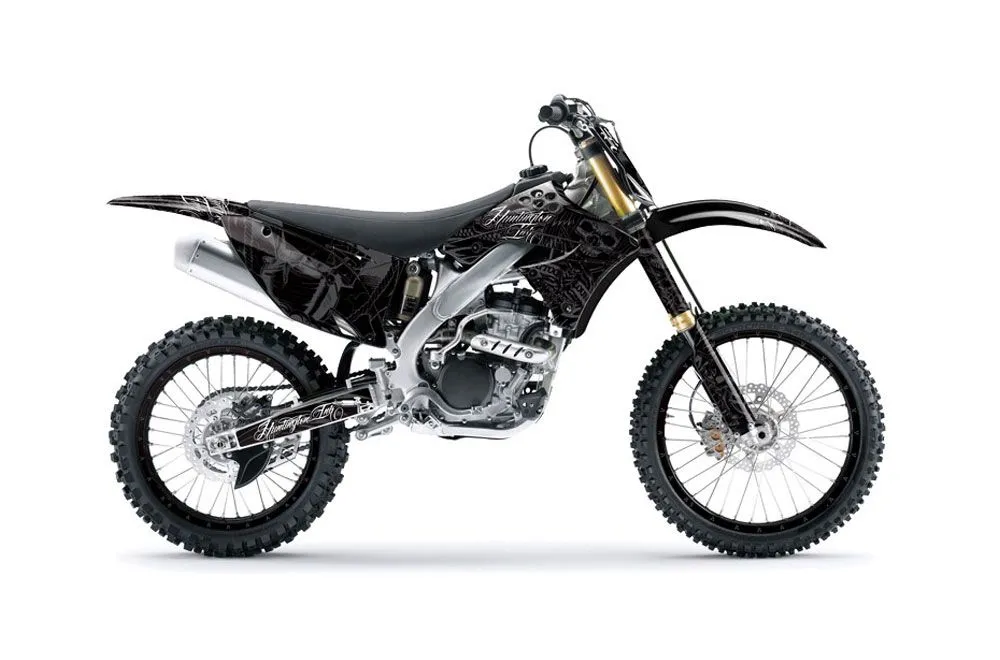 Kawasaki KXF250 Dirt Bike Graphic Kit - 2009-2012 Skulls and Hammers Silver