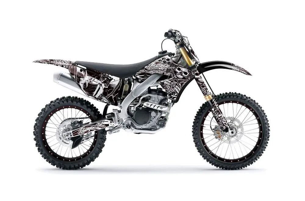 Kawasaki KXF250 Dirt Bike Graphic Kit - 2009-2012 Skulls and Hammers White