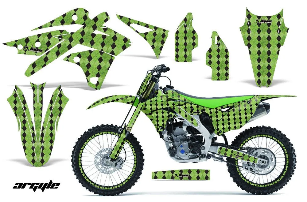 Kawasaki KXF250 Dirt Bike Graphic Kit - 2013-2016 Argyle Green