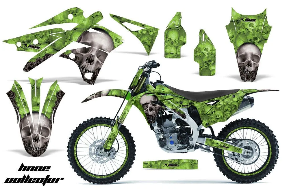 Kawasaki KXF250 Dirt Bike Graphic Kit - 2013-2016 Bone Collector Green