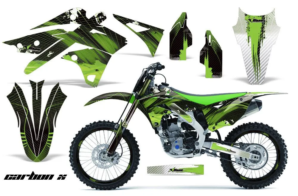 Kawasaki KXF250 Dirt Bike Graphic Kit - 2013-2016 Carbon X Green