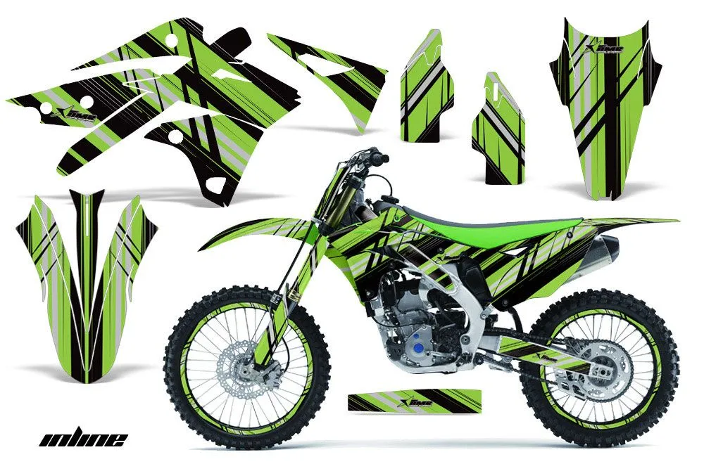 Kawasaki KXF250 Dirt Bike Graphic Kit - 2013-2016 In Line Green