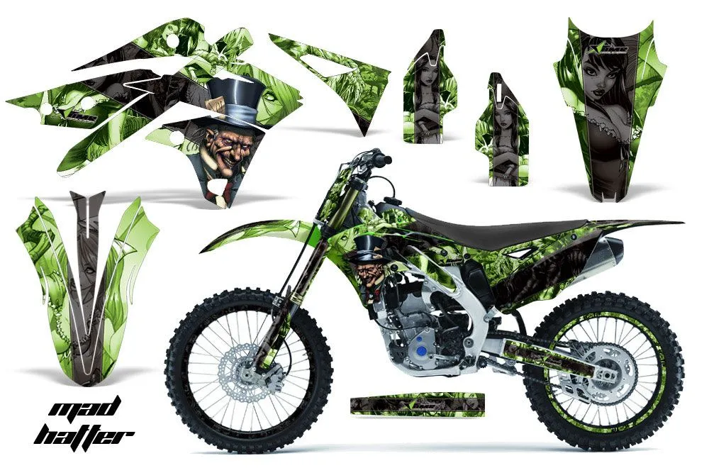 Kawasaki KXF250 Dirt Bike Graphic Kit - 2013-2016 Mad Hatter Green