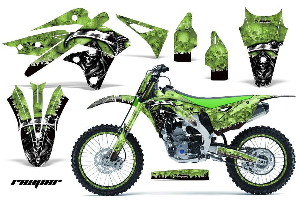 Kawasaki KXF250 Dirt Bike Graphic Kit - 2013-2016 Reaper Green