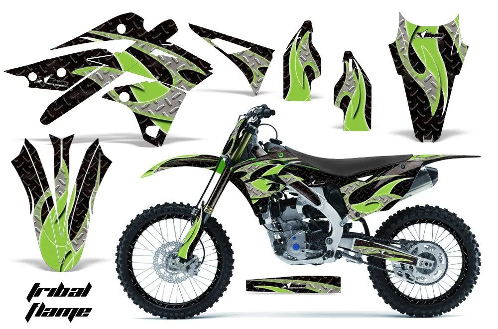 Kawasaki KXF250 Dirt Bike Graphic Kit - 2013-2016 Tribal Flame Green