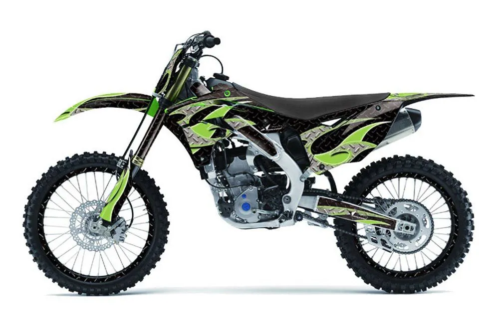 Kawasaki KXF250 Dirt Bike Graphic Kit - 2013-2016 Tribal Flame Green