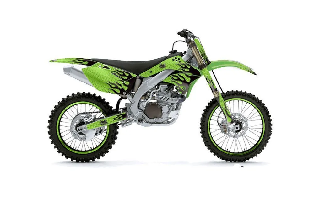 Kawasaki KXF450 Dirt Bike Graphic Kit - 2006-2008 Diamond Flame Green