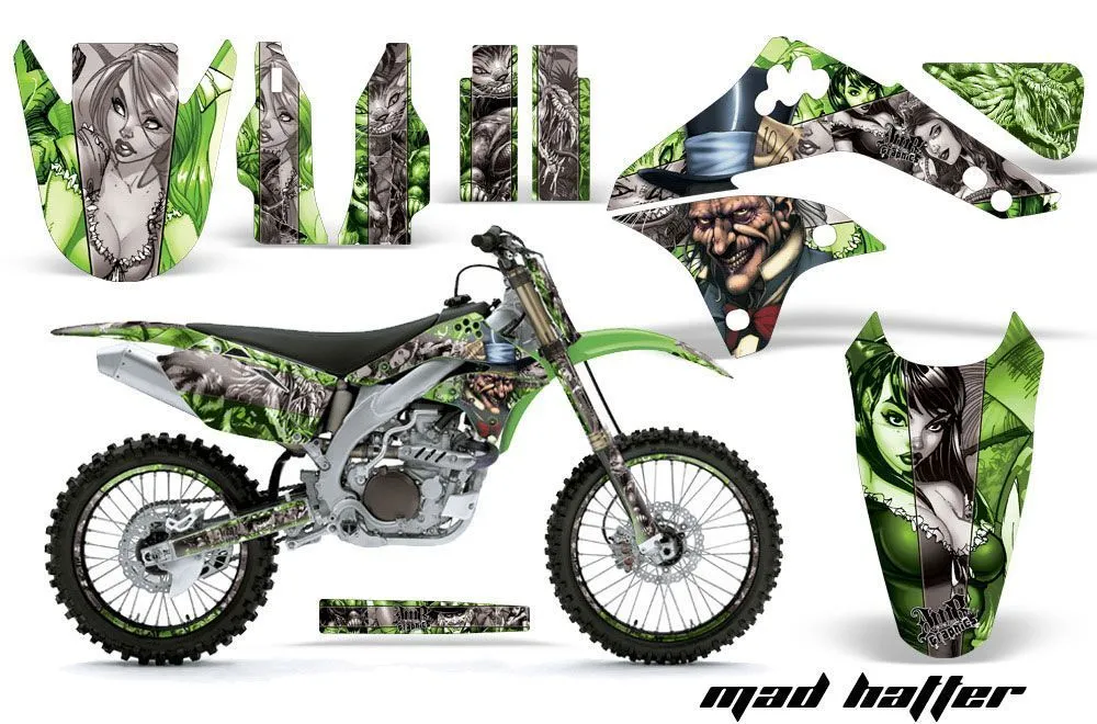 Kawasaki KXF450 Dirt Bike Graphic Kit - 2006-2008 Mad Hatter Green