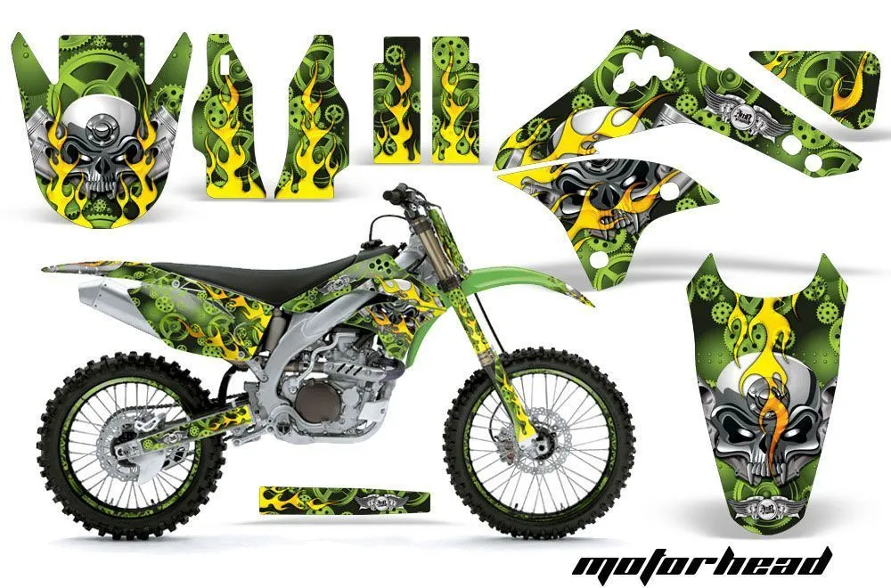 Kawasaki KXF450 Dirt Bike Graphic Kit - 2006-2008 Motorhead Green