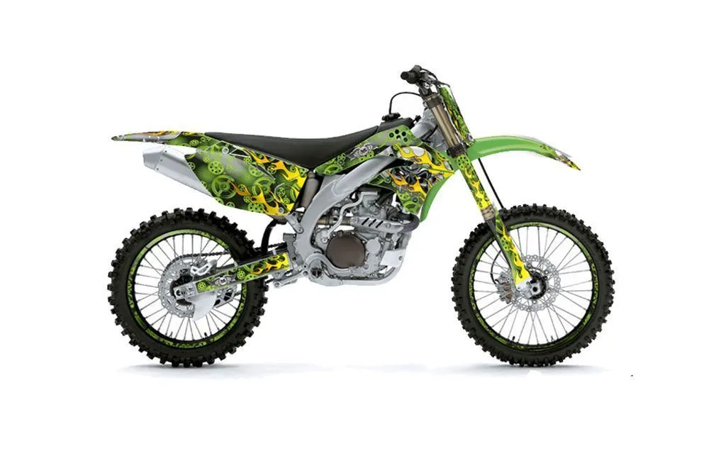 Kawasaki KXF450 Dirt Bike Graphic Kit - 2006-2008 Motorhead Green