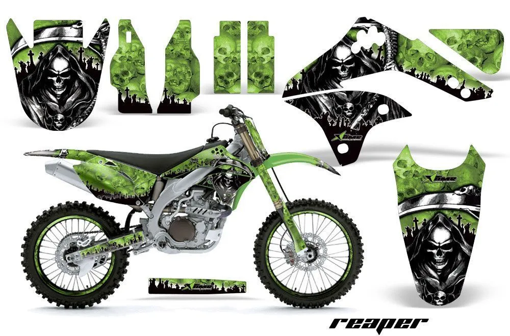 Kawasaki KXF450 Dirt Bike Graphic Kit - 2006-2008 Reaper Green