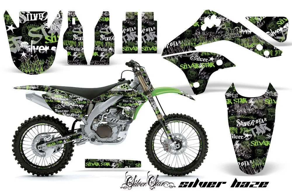 Kawasaki KXF450 Dirt Bike Graphic Kit - 2006-2008 Silver Star - Silverhaze Green