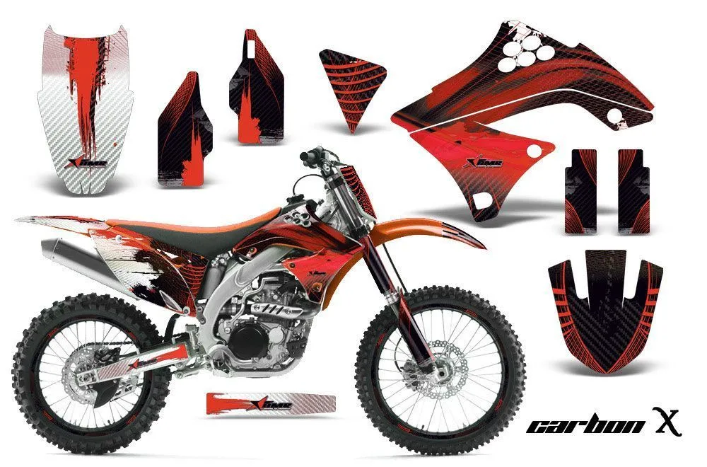 Kawasaki KXF450 Dirt Bike Graphic Kit - 2009-2011 Carbon X Red