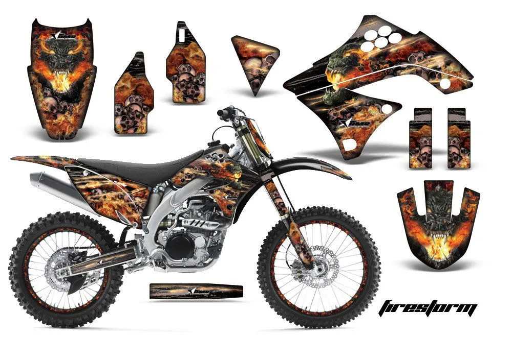 Kawasaki KXF450 Dirt Bike Graphic Kit - 2009-2011 Firestorm Black