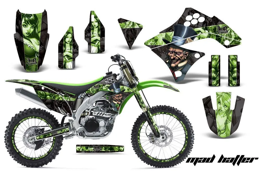 Kawasaki KXF450 Dirt Bike Graphic Kit - 2009-2011 Mad Hatter Green