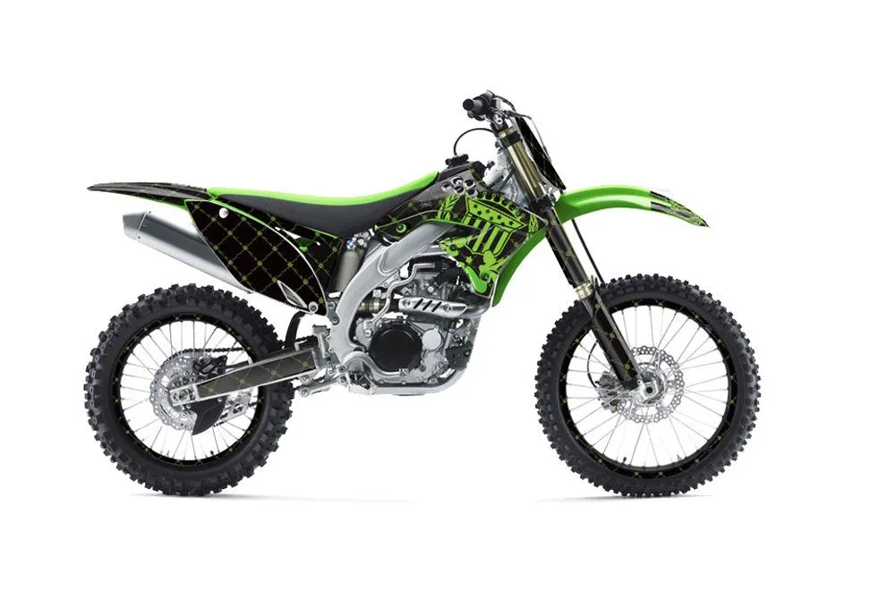 Kawasaki KXF450 Dirt Bike Graphic Kit - 2009-2011 Silver Star - Reloaded Green