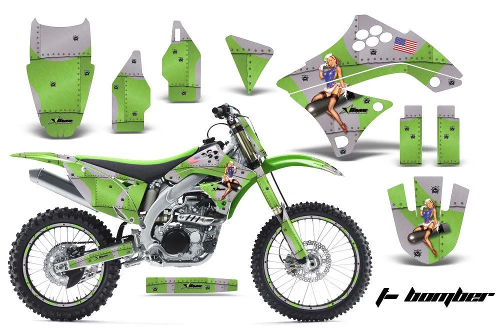Kawasaki KXF450 Dirt Bike Graphic Kit - 2009-2011 T Bomber Green