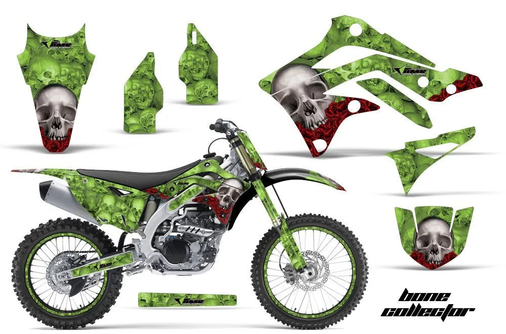 Kawasaki KXF450 Dirt Bike Graphic Kit - 2012-2015 Bone Collector Green