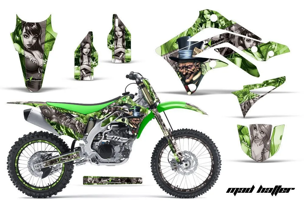 Kawasaki KXF450 Dirt Bike Graphic Kit - 2012-2015 Mad Hatter Green