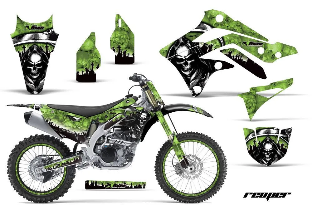 Kawasaki KXF450 Dirt Bike Graphic Kit - 2012-2015 Reaper Green