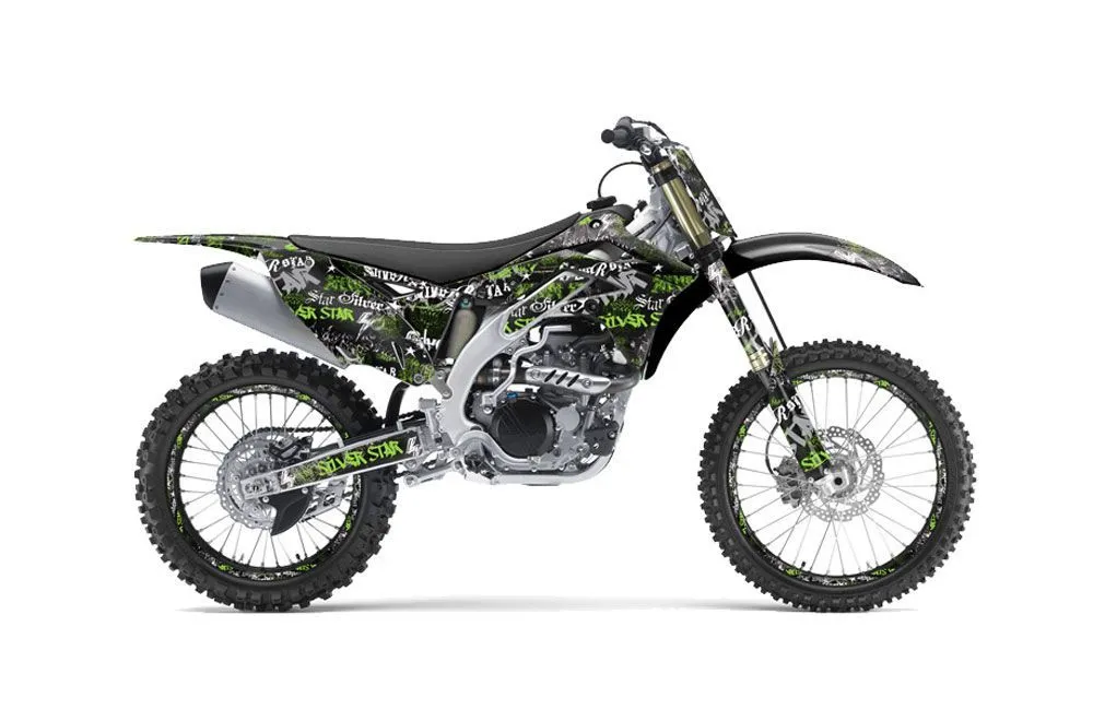 Kawasaki KXF450 Dirt Bike Graphic Kit - 2012-2015 Silver Star - Silverhaze Green