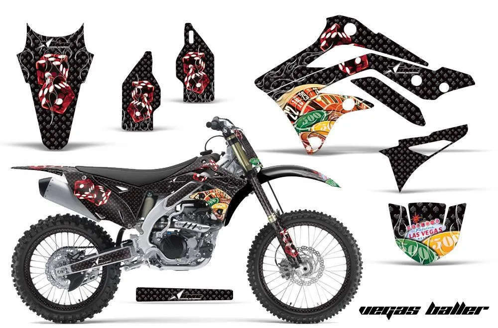 Kawasaki KXF450 Dirt Bike Graphic Kit - 2012-2015 Vegas Baller Black