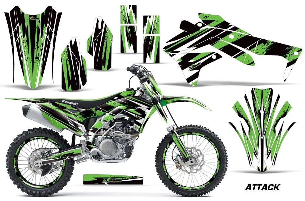Kawasaki KXF450 Dirt Bike Graphic Kit - 2016 Attack Green