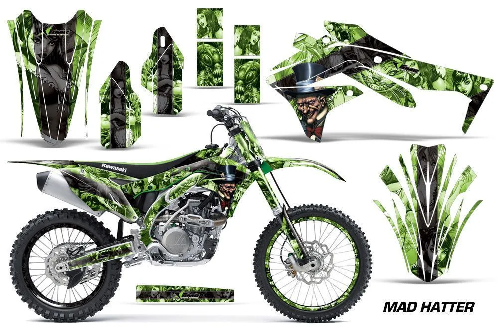 Kawasaki KXF450 Dirt Bike Graphic Kit - 2016 Mad Hatter Green