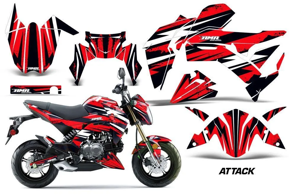 Kawasaki Z125 Pro Dirt Bike Graphic Kit - 2017-2024 Attack Red
