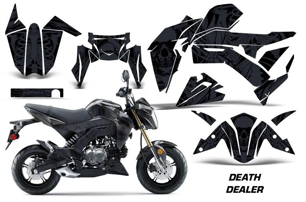 Kawasaki Z125 Pro Dirt Bike Graphic Kit - 2017-2024 Death Dealer Black