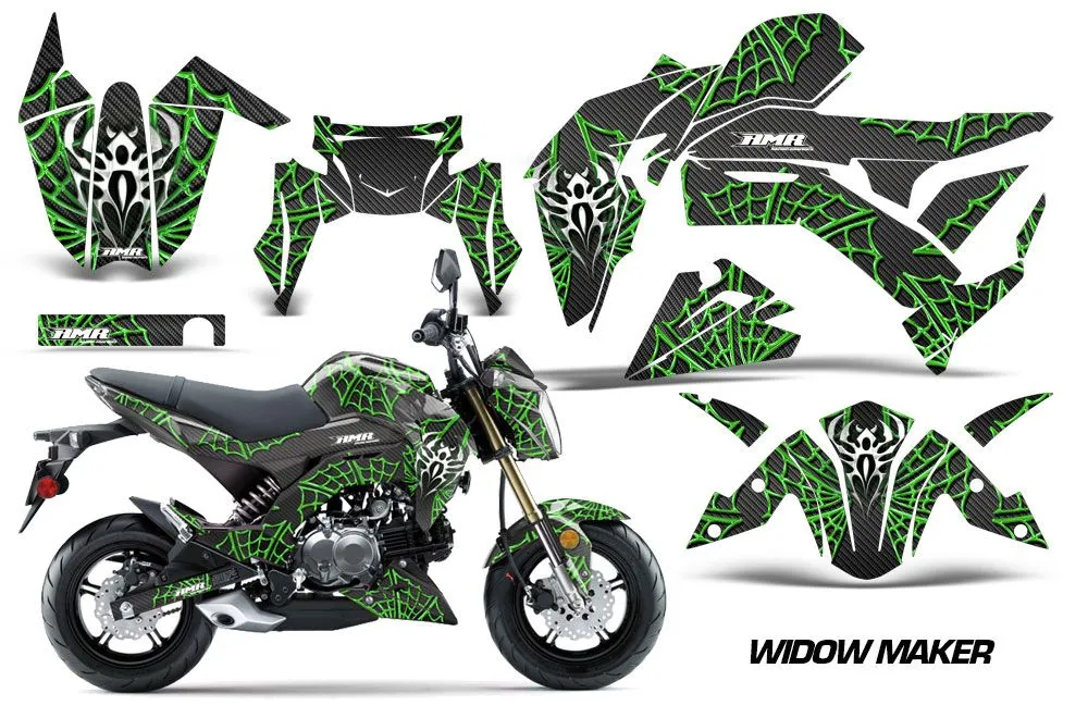 Kawasaki Z125 Pro Dirt Bike Graphic Kit - 2017-2024 Widow Maker Green