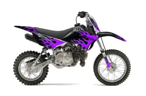 Kawasaki KLX110 Dirt Bike Graphic Kit - 2010-2025 Diamond Flames Purple