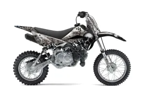 Kawasaki KLX110L Dirt Bike Graphic Kit - 2010-2025 Checkered Skulls Black