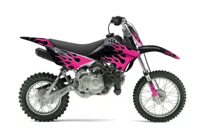 Kawasaki KLX110L Dirt Bike Graphic Kit - 2010-2025 Diamond Flames Pink