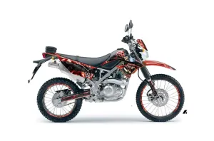 Kawasaki KLX125 D Tracker Dirt Bike Graphic Kit - 2010-2016 Mad Hatter Red
