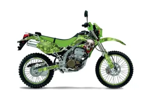 Kawasaki KLX250 Dirt Bike Graphic Kit - 2004-2007 Bone Collector Green