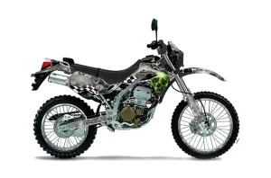 Kawasaki KLX250 Dirt Bike Graphic Kit - 2004-2007 Checkered Skull Green