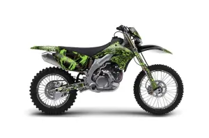 Kawasaki KLX450 Enduro Dirt Bike Graphic Kit - 2008-2022 Skulls and Hammers Green