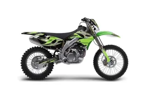 Kawasaki KLX450 Enduro Dirt Bike Graphic Kit - 2008-2022 Tribal Flames Green
