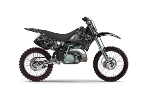 Kawasaki KX125 Dirt Bike Graphic Kit - 1992-1993 Skulls and Hammers Silver