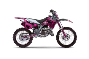 Kawasaki KX250 Dirt Bike Graphic Kit - 1994-1998 Skulls and Hammers Pink