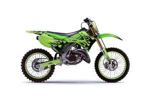 Kawasaki KX250 Dirt Bike Graphic Kit - 1999-2002 Diamond Flames Green