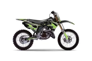 Kawasaki KX250 Dirt Bike Graphic Kit - 1999-2002 Tribal Flames Green