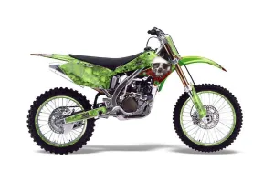 Kawasaki KX250F Dirt Bike Graphic Kit - 2004-2005 Bone Collector Green