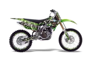 Kawasaki KX250F Dirt Bike Graphic Kit - 2004-2005 Mad Hatter Green