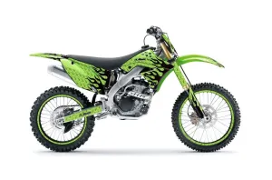Kawasaki KXF250 Dirt Bike Graphic Kit - 2009-2012 Diamond Flames Green
