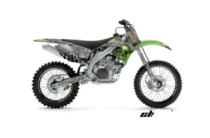 Kawasaki KXF450 Dirt Bike Graphic Kit - 2006-2008 Checkered Skull Green